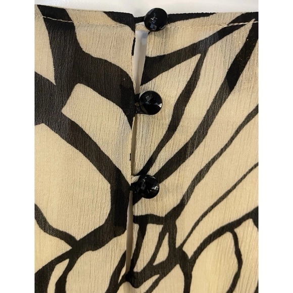 Vera Designs Assymetrical Blouse Womens Size 16 Brown Black Floral Print Vintage - Picture 3 of 7